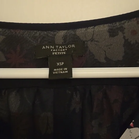 Ann Taylor Floral V-Neck Blouse - Pink, Black, and White - Picture 2 of 4